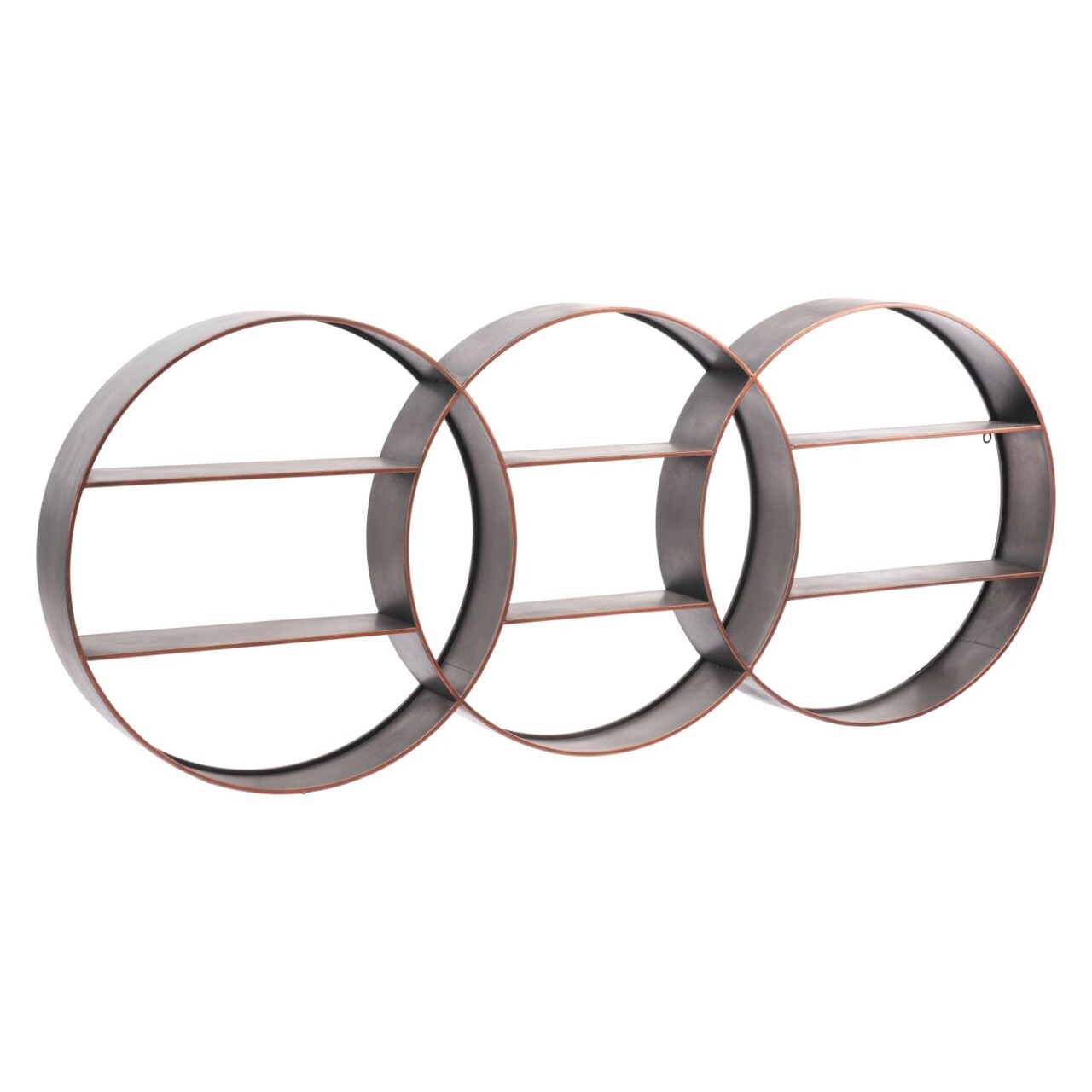 Modern Home 58.25" Antique Brown Overlapped Round Shaped Wall Shelf